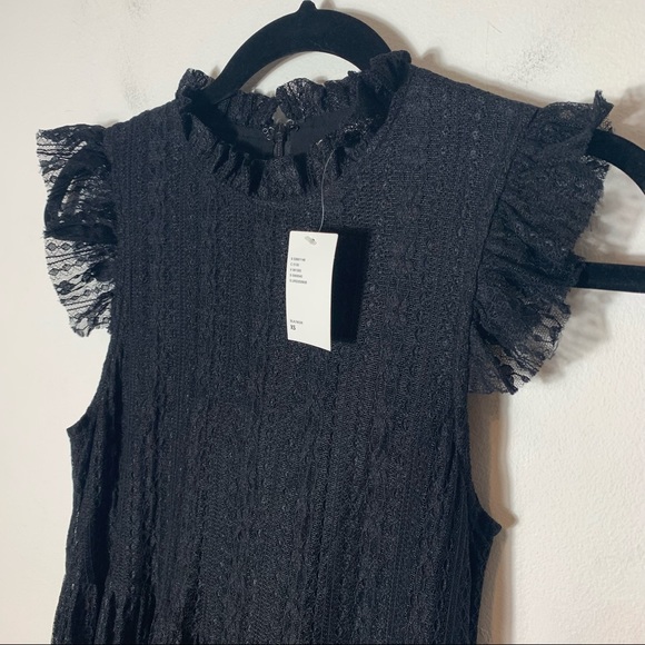 Urban Outfitters Gabby Black Lace Babydoll High Neck Midi Dress Size XS - Picture 9 of 10
